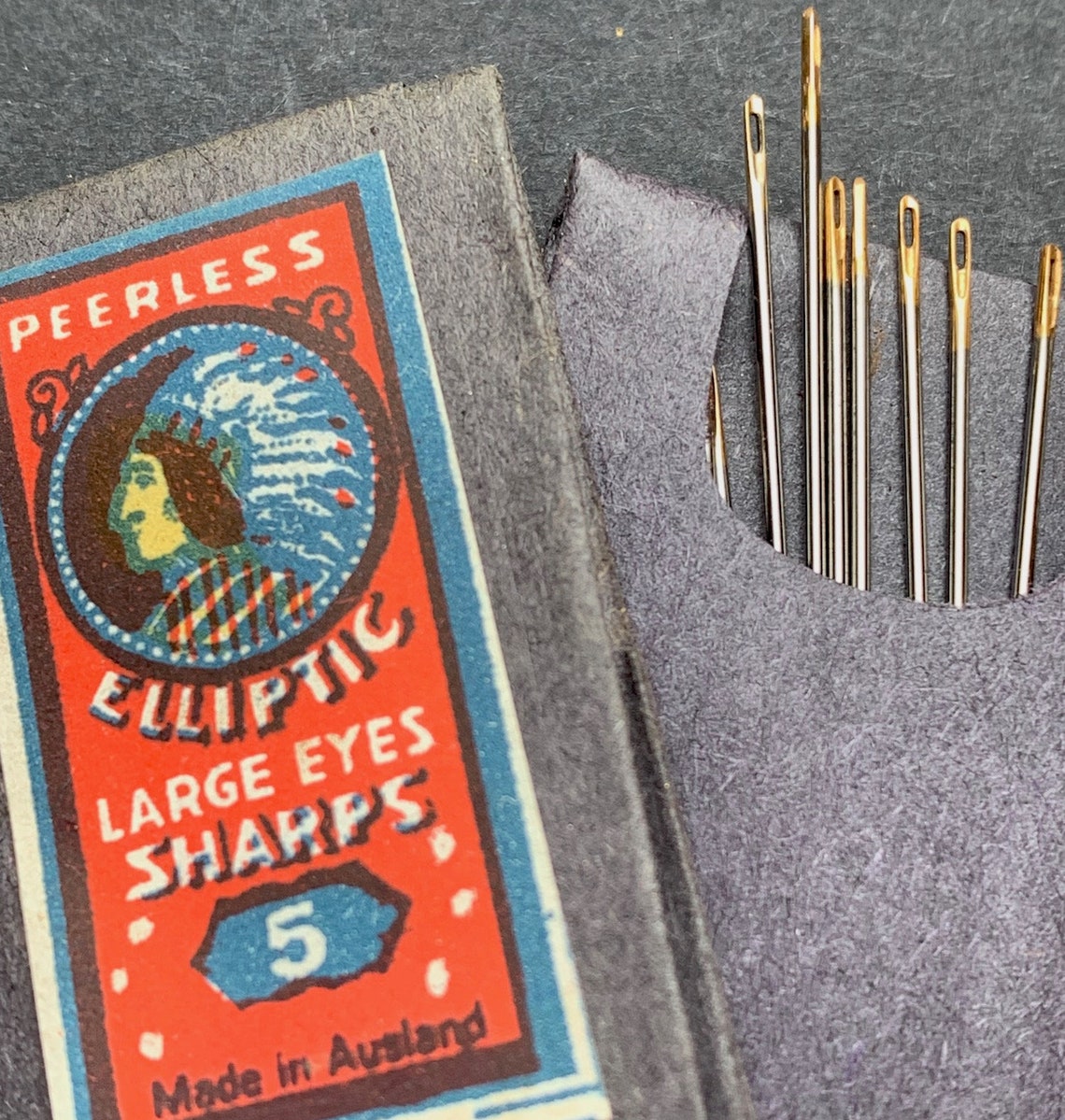 Vintage Pkt LARGE EYES Needles SHARPS size 5 38mm Red Etsy