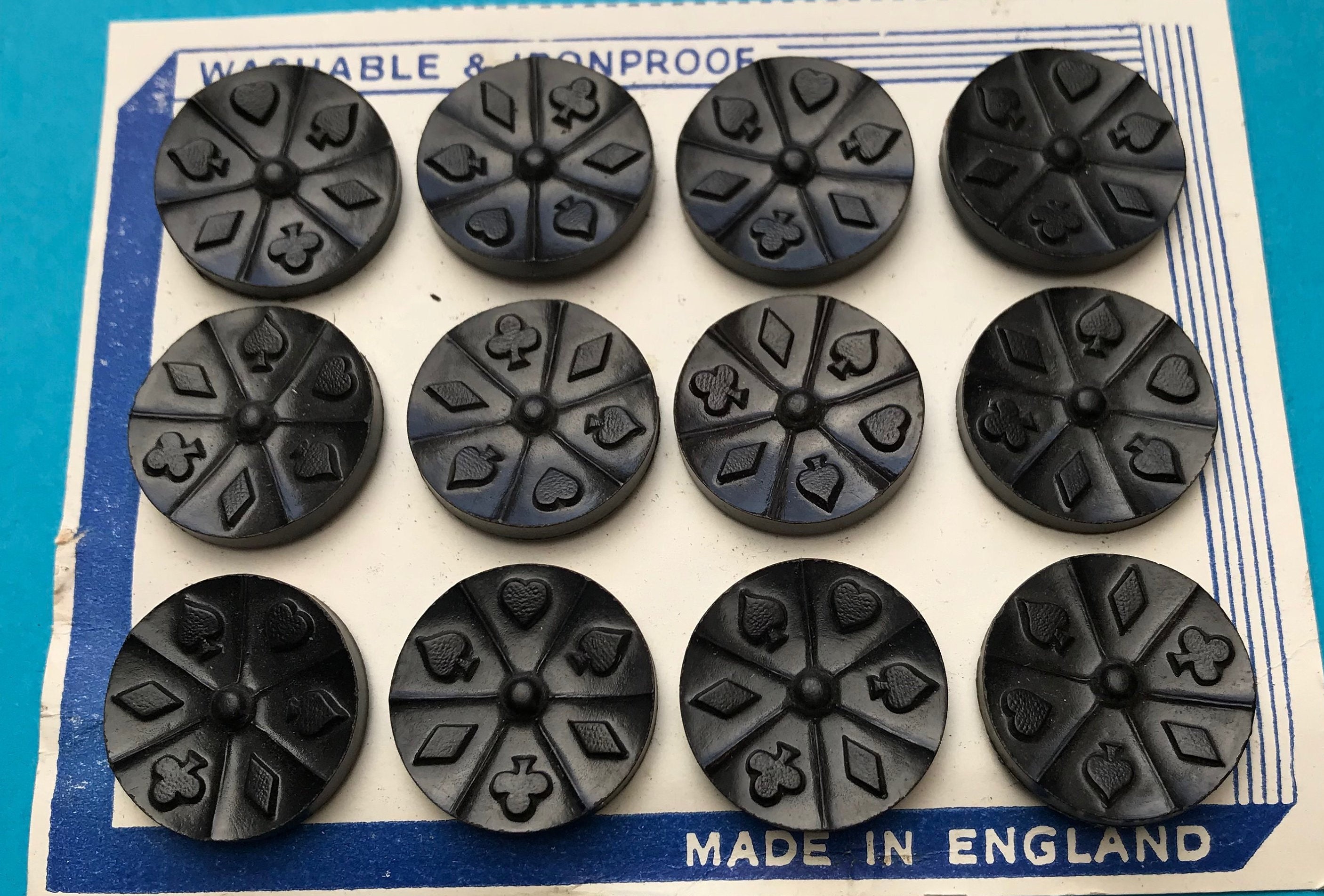 12 ACE Vintage Bakelite Playing Card Buttons Made in England Etsy