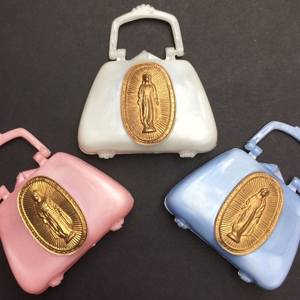 Porte-perles de chapelet en forme de sac à main vintage Glorious... avec Notre-Dame sur le devant