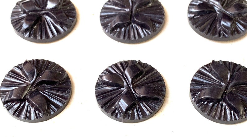 12 Vintage 1940s Bakelite 1.8cm Black VERY Deco buttons Made in England
