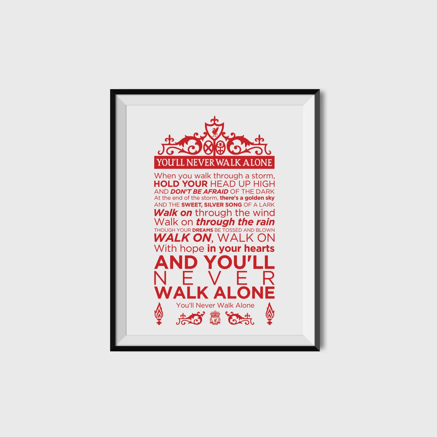 You Ll Never Walk Alone Lyrics Print Liverpool Football Etsy New Zealand
