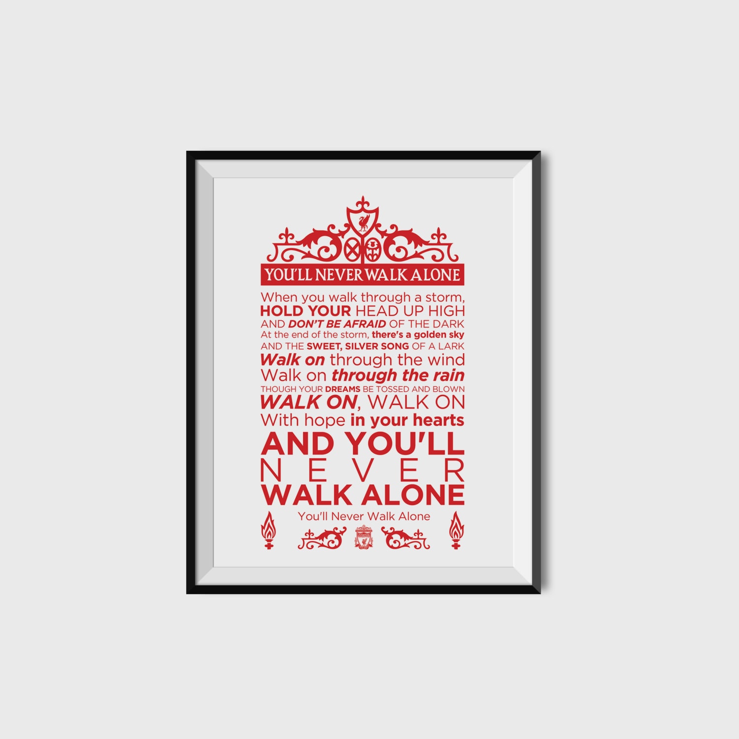 You Ll Never Walk Alone Lyrics Print Liverpool Football Etsy Norway