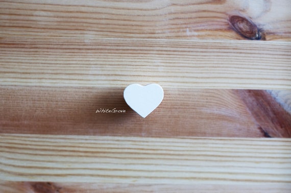Drawer Knob White Heart Knob Wooden Drawer Pulls Drawer Etsy