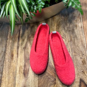 Felt shoes, lobster-colored ballerinas, felt slippers, felted slippers, barefoot shoes, felt shoes.