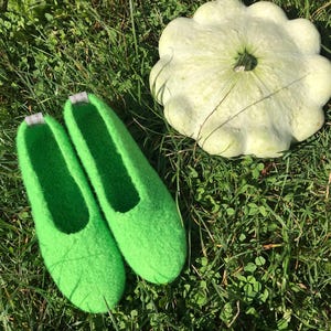 Felt shoes, green ballerina, felt slippers, felted slippers, barefoot shoes, felt shoes.