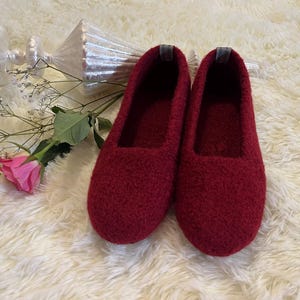 Felt shoes, Bordeaux ballerina shoes, slippers, felt slippers, felted slippers, barefoot shoes, felt shoes.