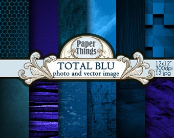 Blue Digital Paper Blue Backgrounds Grunge Pattern Instant Download Digital Paper Pack 12 Printable Patterns Instant Download codA6
