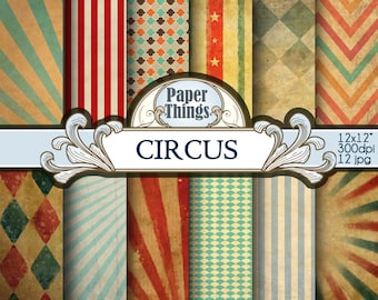 Circus Digital Paper Backgrounds Circus Pattern Instant Download Digital Paper Pack 12 Printable Patterns Instant Download A3