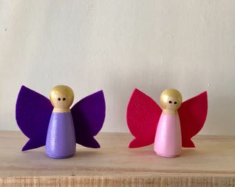 Fairy Peg Doll Set, Pegdoll Fairy, Girl Peg Doll, Fairy Garden, Fairy Play, Fairy Doll, Purple Peg Doll, Little Pixie Peg Doll, Pink Pegdoll