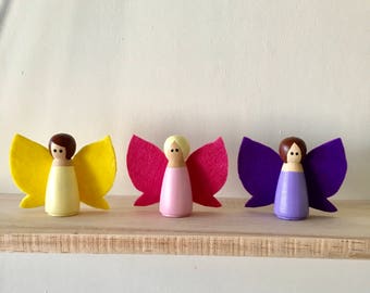 Fairy Peg Doll Set, Pegdoll Fairy, Girl Peg Doll, Fairy Garden, Fairy Play, Fairy Doll, Peg Doll Set, Little Pixie Peg Doll, Peg Doll Play