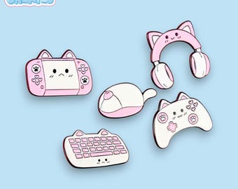 Kawaii Gamer Kitty - Pin Badges