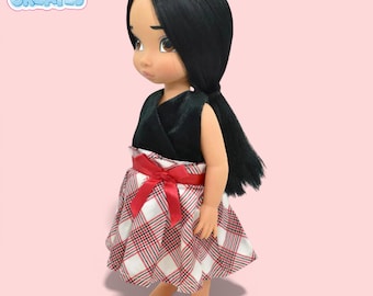 Black Velvet & Red ribbon Dress for Disney animator and similar sized dolls