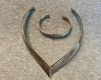Mexican Silver Necklace and Bracelet