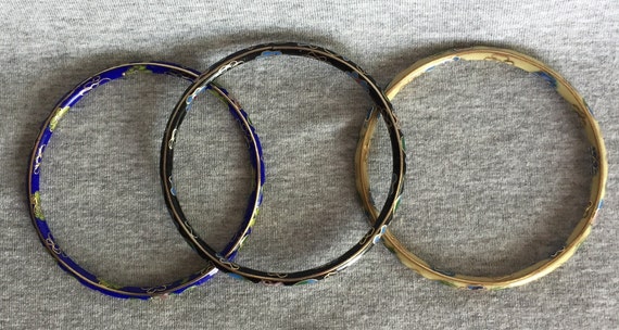 Three Vintage Cloisonné Bangles - image 3