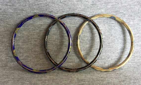 Three Vintage Cloisonné Bangles - image 2