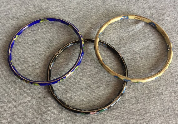 Three Vintage Cloisonné Bangles - image 5