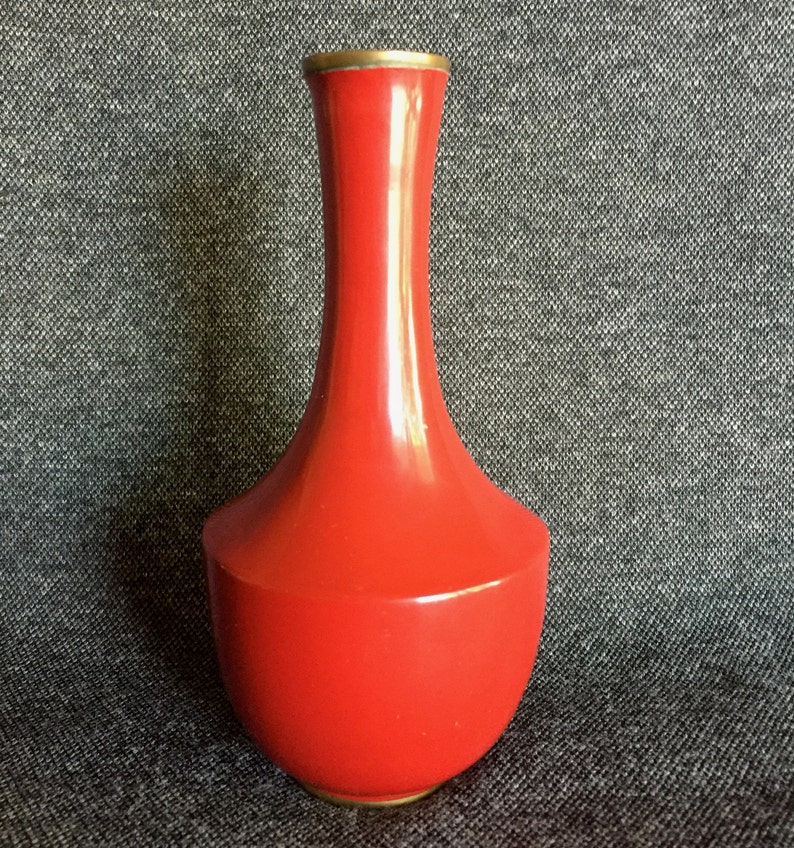 Vintage Red Lacquer Bud Vase