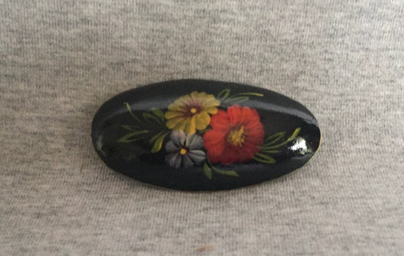 Vintage Hand Painted Brooch - image 1