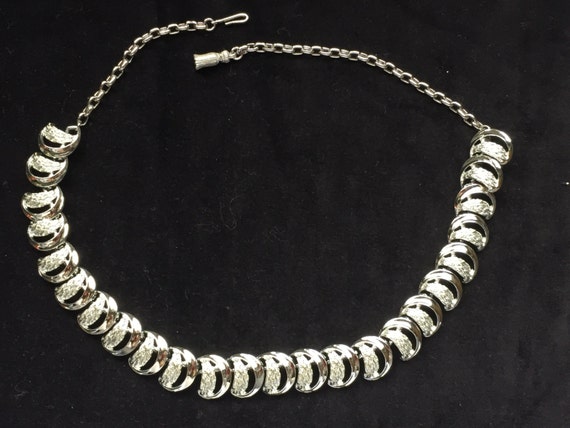 Silver tone half moon necklace - image 1