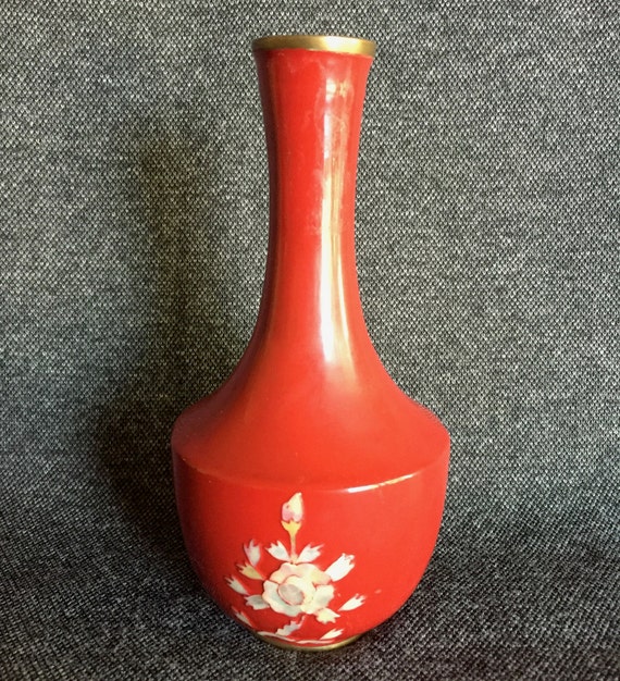 Vintage Red Lacquer Bud Vase