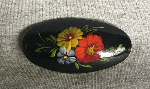 Vintage Hand Painted Brooch - image 3