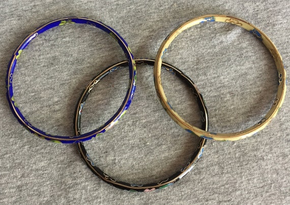 Three Vintage Cloisonné Bangles - image 6