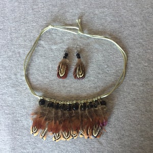 Vintage Feather and Beaded Choker