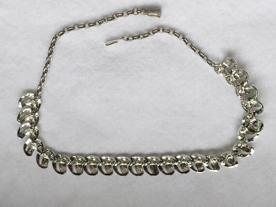 Silver tone half moon necklace - image 3