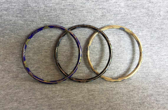 Three Vintage Cloisonné Bangles - image 1