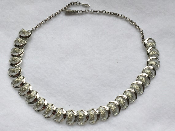 Silver tone half moon necklace - image 2