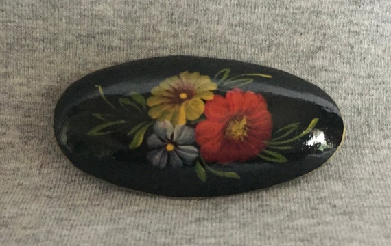Vintage Hand Painted Brooch - image 2