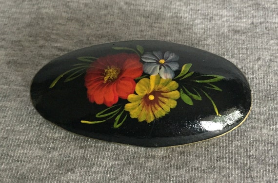 Vintage Hand Painted Brooch - image 5