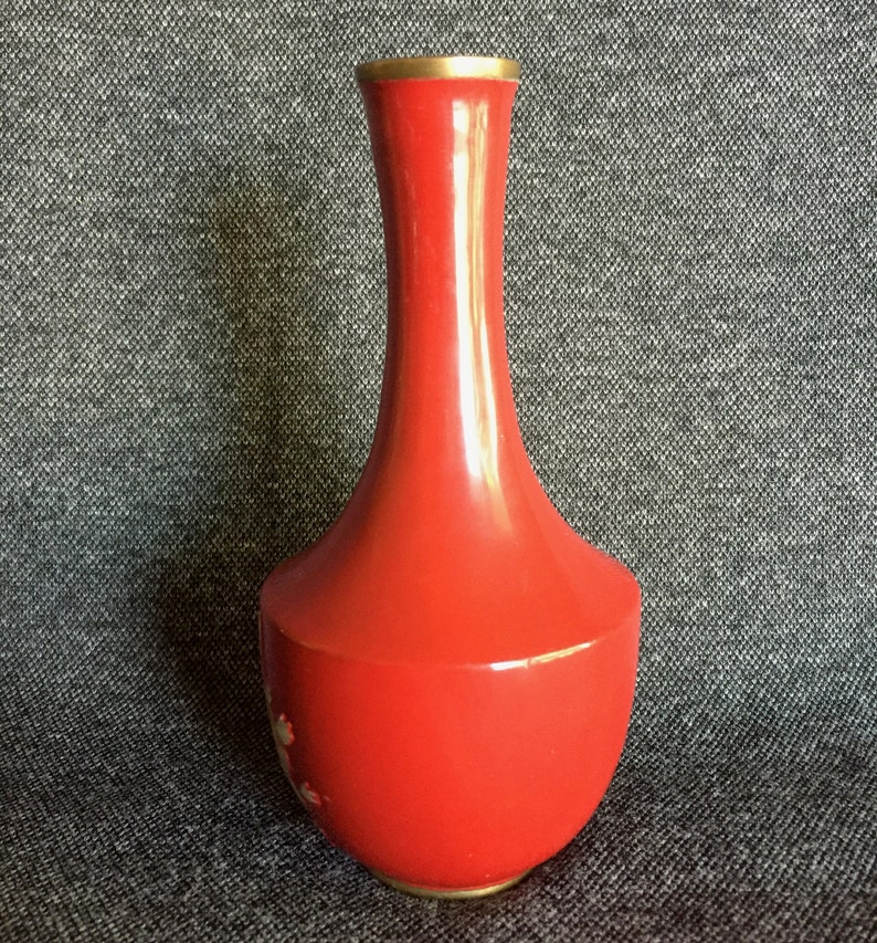 Vintage Red Lacquer Bud Vase