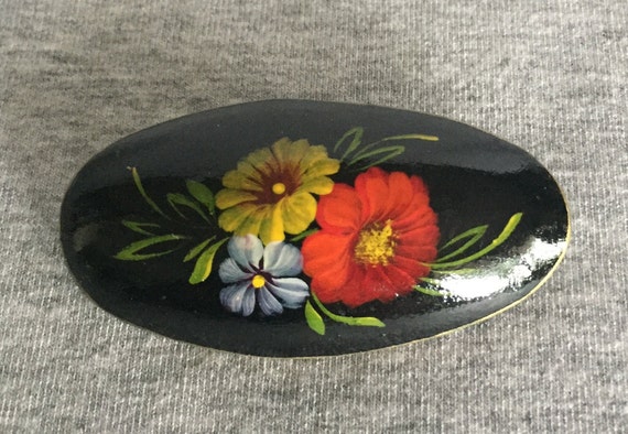 Vintage Hand Painted Brooch - image 4