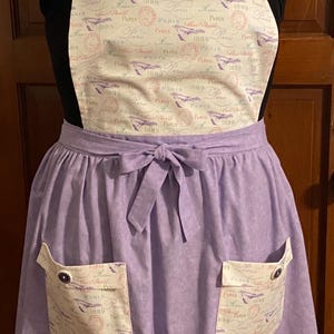 PLUS SIZE Full APRON With French and Lavender