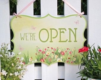 Open and Closed Shop Window Sign Florist Flower Shop Sign With Hanging Chain 