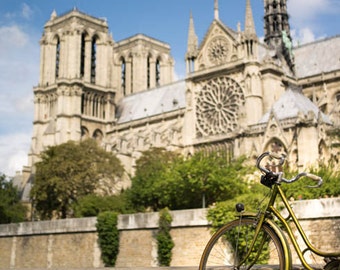 France, Paris, Notre Dame, bicycle, bike, Notre Dame photography, Paris photography, wall art print, Paris print, Paris decor, fine art #066