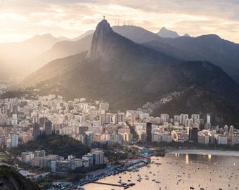 Brazil, Rio de Janeiro, Corcovado, Christ the Redeemer, sunset, Brazil photography, large wall art print, professional photo #013