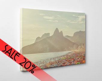 Canvas SALE! Brazil canvas, Rio de Janeiro, Ipanema beach, ocean view, Brazil photography, large wall art print, canvas, fine art, Rio #040c