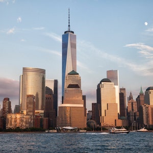 USA, New York photography, Manhattan, USA photography, New York print, large wall art print, photo, fine art, skyscraper, sailing boat #006
