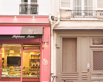 France, Paris, boulangerie, boutique rose, photographie de Paris, boutique vintage, art print, grand mur Paris impression, Paris décor, fine art #036