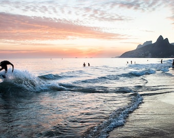 Brazil, Rio de Janeiro, Ipanema Beach, Brazil photography, Brazil print, sunset, large wall art print, professional photo #008
