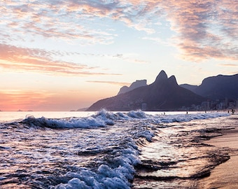 Brazil, Rio de Janeiro, Ipanema Beach, sunset, ocean view, Brazil photography, large wall art print, professional photo, #009