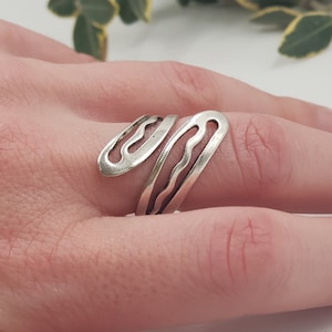 Gold Swirl Ring, Open Ring, Adjustable Statement Silver Ring, Spiral Statement Ring, Band Wrap Gold Ring, Unique Boho Ring