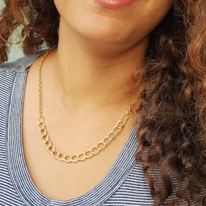 Handmade Gold Double Link Chain Statement Necklace