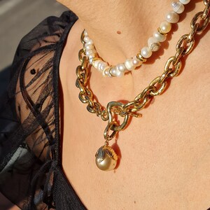 Vintage Pearl Necklace, Layered Necklace Set, Chunky Gold Necklace Set, Statement Choker, Mid Century Modern, Pearl Pendant Necklace