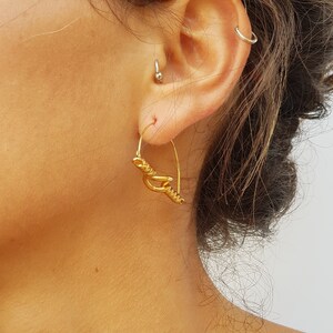 Gold Spiral Hoop Earrings, Gold Filled Handmade Earrings, Geometric Dainty Circle Earrings For women