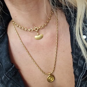 Corrente de gargantilha, pingente de corrente robusta de ouro, conjunto de colar em camadas de ouro, conjunto de colar de ouro fosco em camadas, pingente de gargantilha, colar delicado,