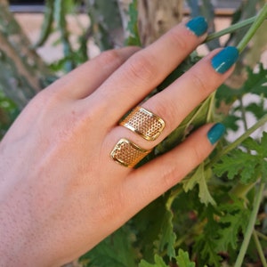 Breiter Ring für Frauen, Offener Ring, Verstellbarer Ring, Dicker Silber Gold Ring, Breiter Ring, Großer Statement Ring, Boho Ring