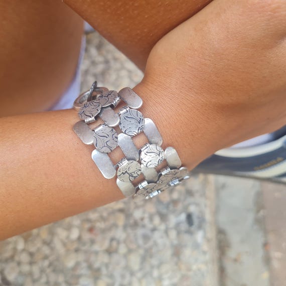 ヴィンテージ レイヤリングリンクブレスレット シルバー925 メキシコ製